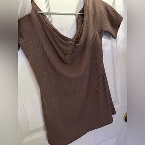 Torrid Brown Ribbed Short Sleeve Top